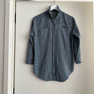Brandy Melville Chambray Grid Button Down Shirt